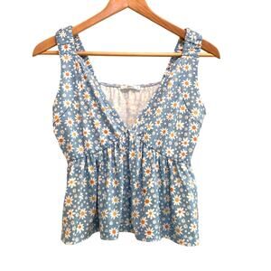 Babydoll Top Womens Size S Light Blue Y2K Daisy Floral Coquette Twee Retro